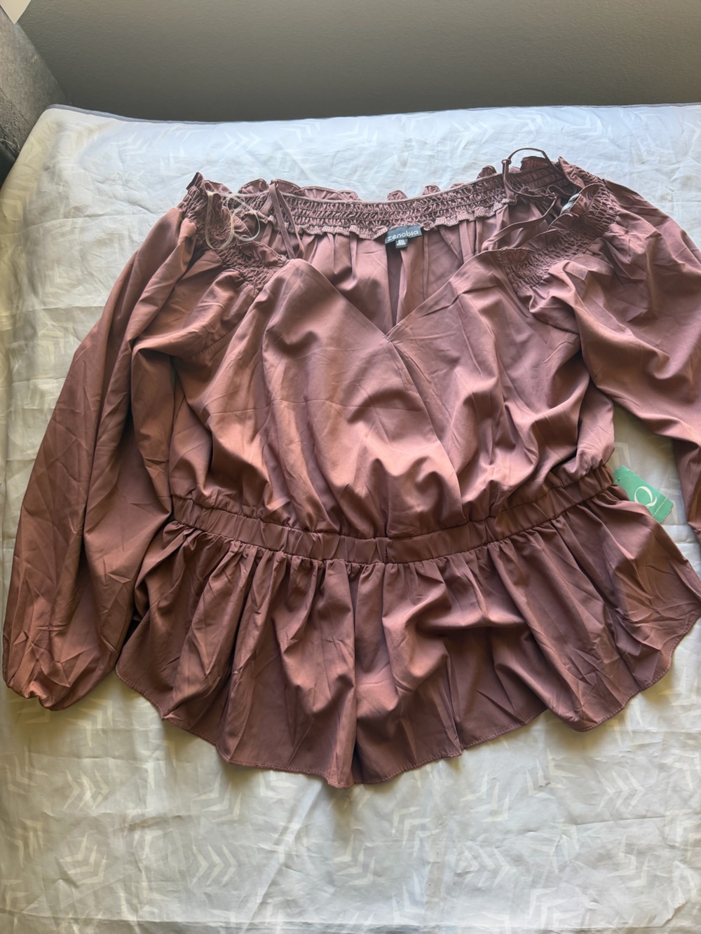 Zenobia Rust Pink Smocked Off-Shoulder Top